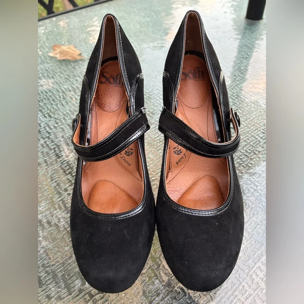 Sofft Mary Jane Pump 4” sz 9 1/2 Black suede shoes women’s office siren goth - Picture 1 of 7